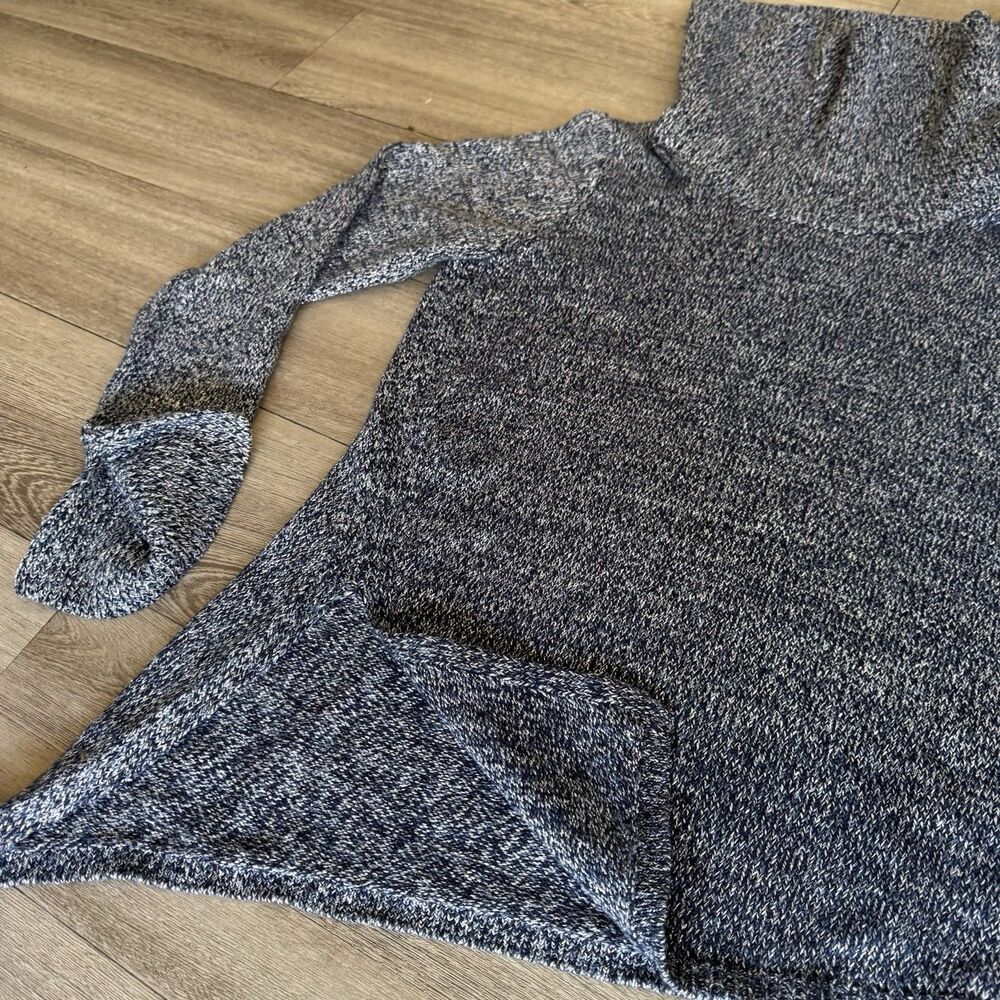 White House Black Market Turtle Neck Sweater Sz L Women Metallic Blue Cotton Ble - Picture 13 of 13